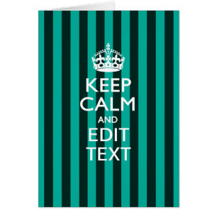 Personalised KEEP CALM Your Text Turquoise Stripes