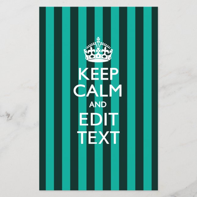 Personalised KEEP CALM Your Text Turquoise Stripes Flyer (Front)