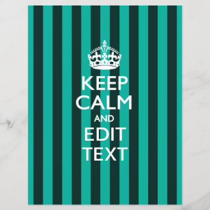 Personalised KEEP CALM Your Text Turquoise Stripes Flyer