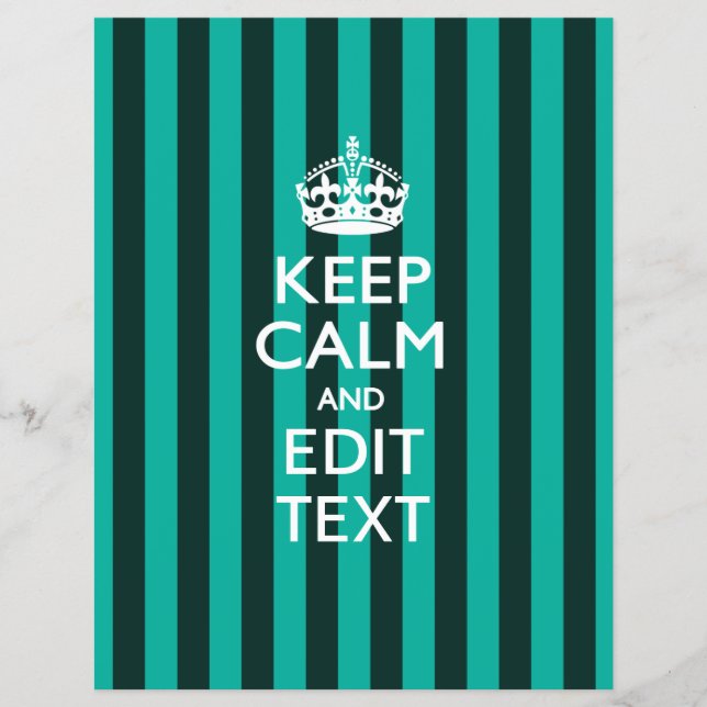 Personalised KEEP CALM Your Text Turquoise Stripes Flyer (Front)