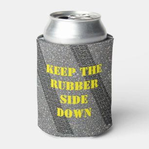 Personalised Keep the Rubber Side Down Can Cooler
