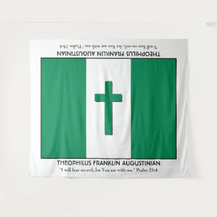 Personalised Keepsake   NIGERIA FLAG with Cross Tapestry