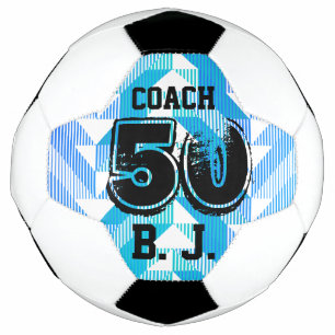 Personalised Keepsake Teal Blue Stripes Soccer Ball