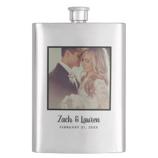 Personalised Keepsake Wedding Photo and Monogram Hip Flask