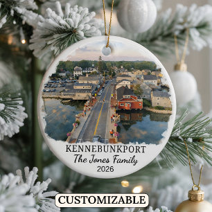 Personalised Kennebunkport Ornament, Custom Maine Ceramic Ornament