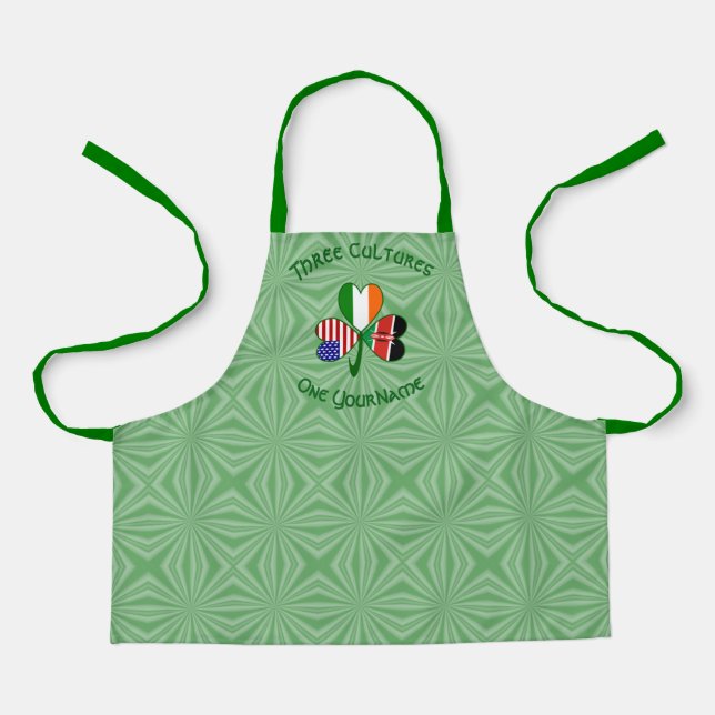 Personalised Kenya Ireland USA Shamrock Apron (Front)