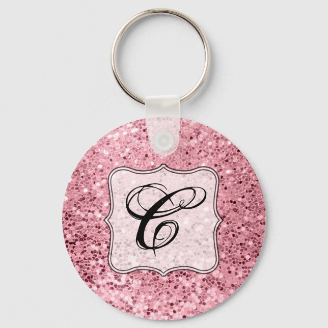 Personalised Key Chain Rose Gold Glitter (Front)