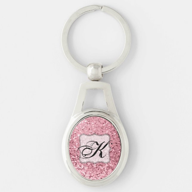 Personalised Key Chain Rose Gold Glitter (Front)