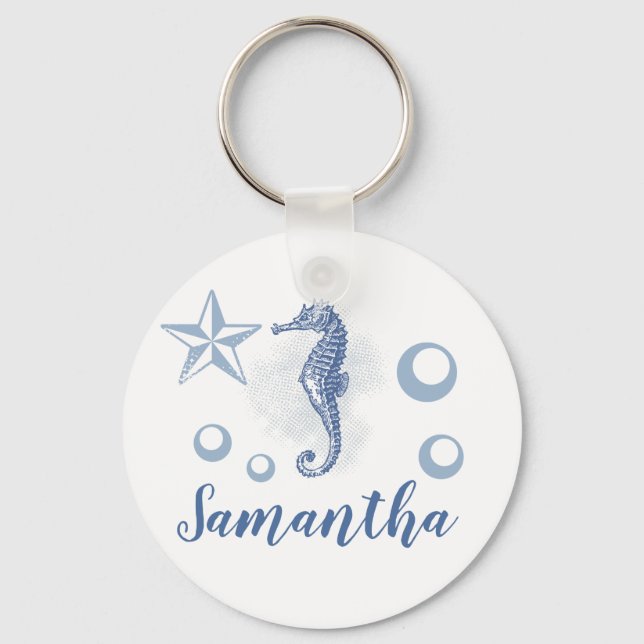 Personalised Key Chain Seahorse Sea Ocean Beach (Front)