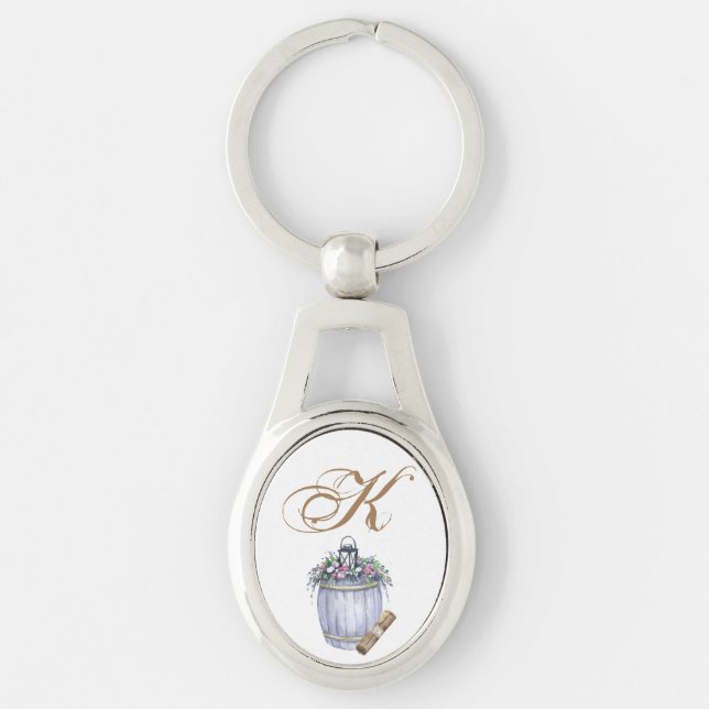 Personalised Key Chain Summer Country Wedding Rust (Front)