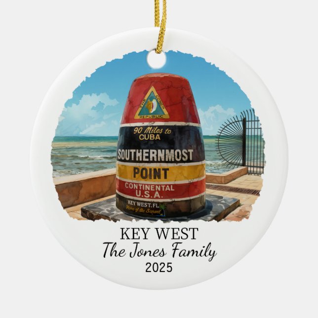 Personalised Key West Ornament, Florida State Ceramic Ornament (Front)