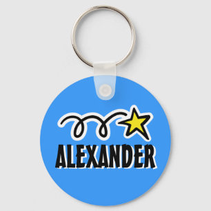 Personalised keychain for boy Blue with star