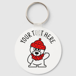 Personalised keychain with cute polar bear cartoon