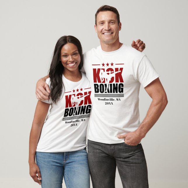 Personalised Kick Boxing Boxer Location Date Name T-Shirt (Unisex)