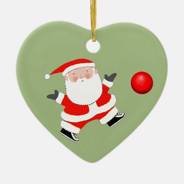 Personalised Kickball Christmas Ceramic Ornament (Front)