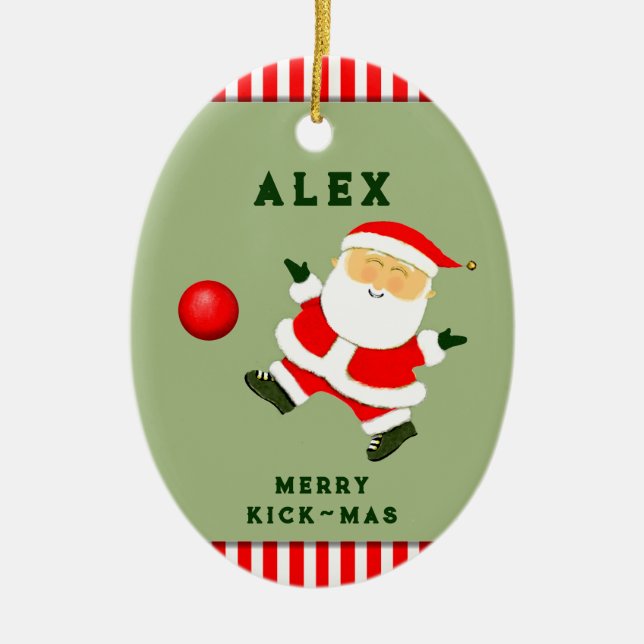 personalised kickball player collectable ceramic ornament (Front)