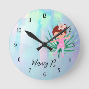 Personalised Kid Cute Girl Round Clock