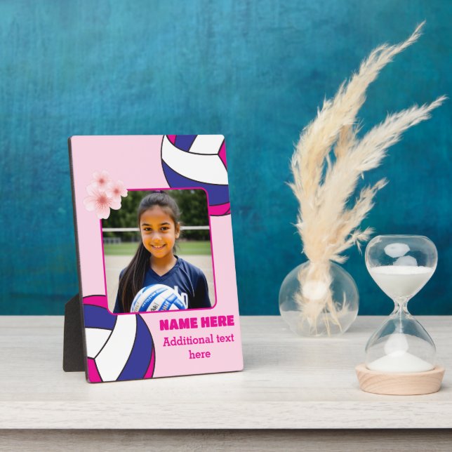 Personalised Kid Photo Girl Volleyball Plaque (Side)
