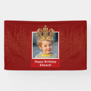 Personalised Kid Photo Happy Birthday King Crown Banner