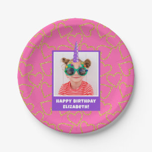 Personalised Kid Photo Happy Birthday Unicorn Paper Plate
