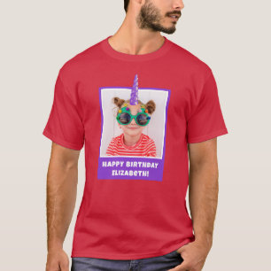 Personalised Kid Photo Happy Birthday Unicorn T-Shirt