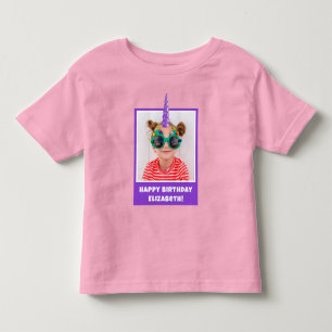 Personalised Kid Photo Happy Birthday Unicorn Toddler T-Shirt