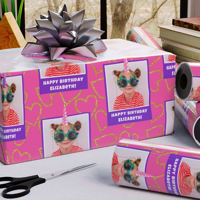 Personalised Kid Photo Happy Birthday Unicorn Wrapping Paper (Creator Uploaded)