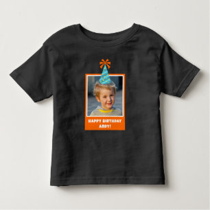 Personalised Kid Photo Happy Birthday w/ Blue Hat Toddler T-Shirt