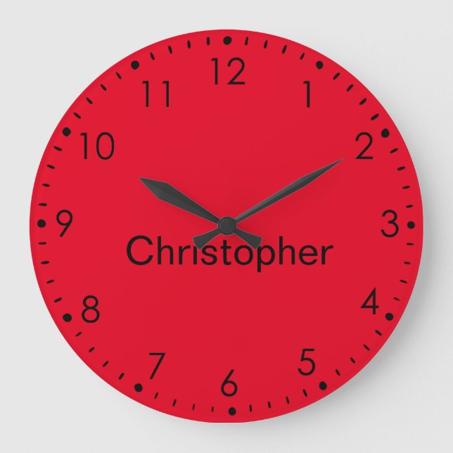 Personalised Kid Red Large Clock (Front)