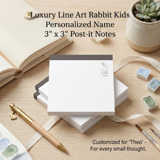 Personalised kids 3x3 | Minimalist line art Rebbit Post-it Notes