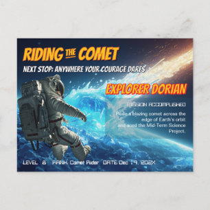 Personalised Kids Achievement Space Reward Postcard