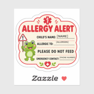 Personalised Kids Allergy Alert Sticker
