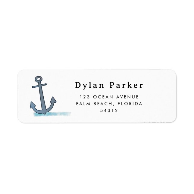 Personalised Kids Anchor Return Address Label (Front)