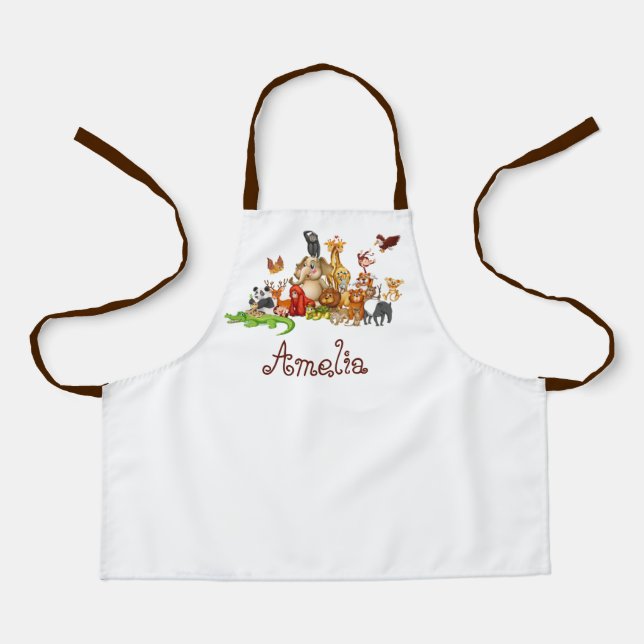 Personalised Kid's animals  Apron (Front)