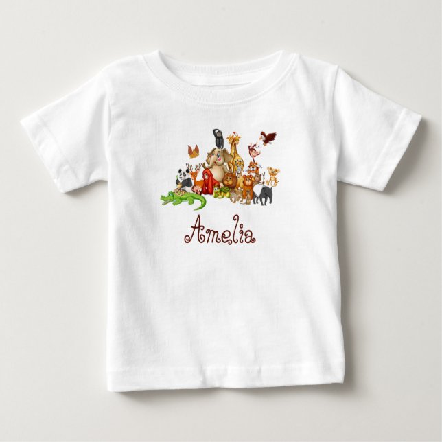 Personalised Kid's animals  Baby T-Shirt (Front)
