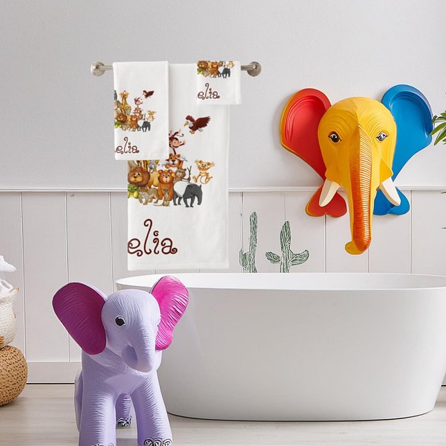 Personalised Kid's animals  Bath Towel Set (Creator Uploaded)