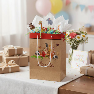 Personalised Kid's animals  Medium Gift Bag