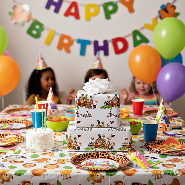 Personalised Kid's animals  Wrapping Paper (Creator Uploaded)