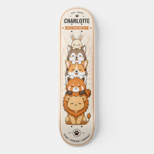 Personalised Kids Anime Cute Animals Skateboard