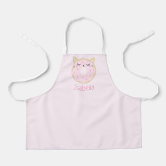 Personalised Kids Apron Cat Doughnut Baking Apron