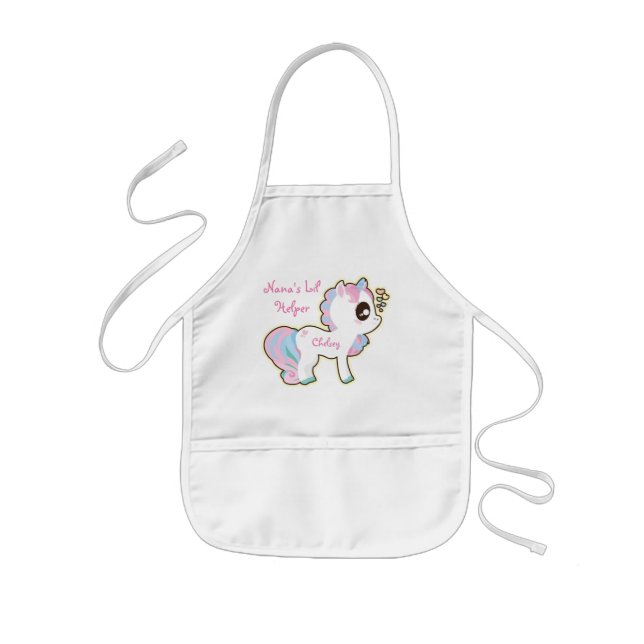 Personalised Kids Apron/Unicorn-Nana's lil Helper Apron (Front)