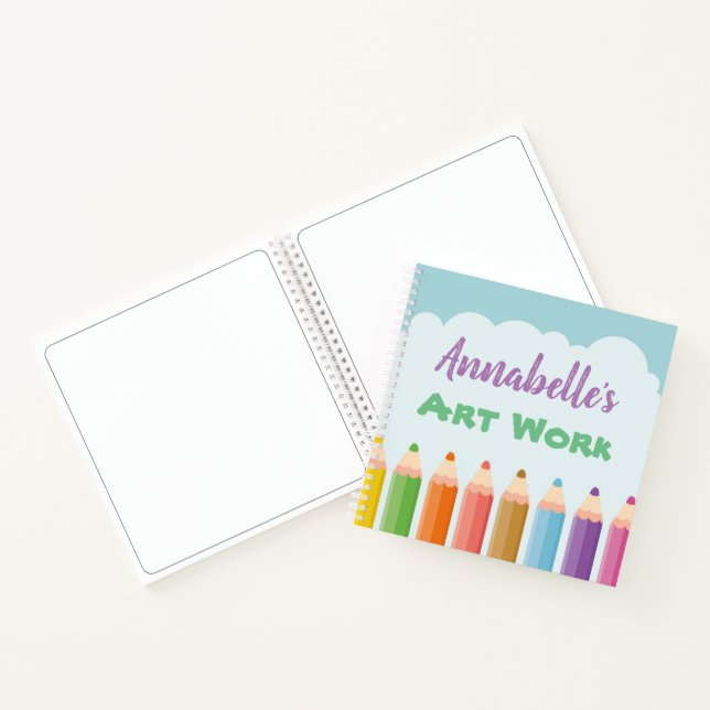 Personalised Kid's Art Pencils Sketch Notebook (Inside)
