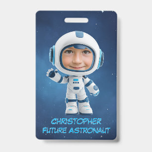 Personalised Kids Astronaut Emergency Contact ID Badge