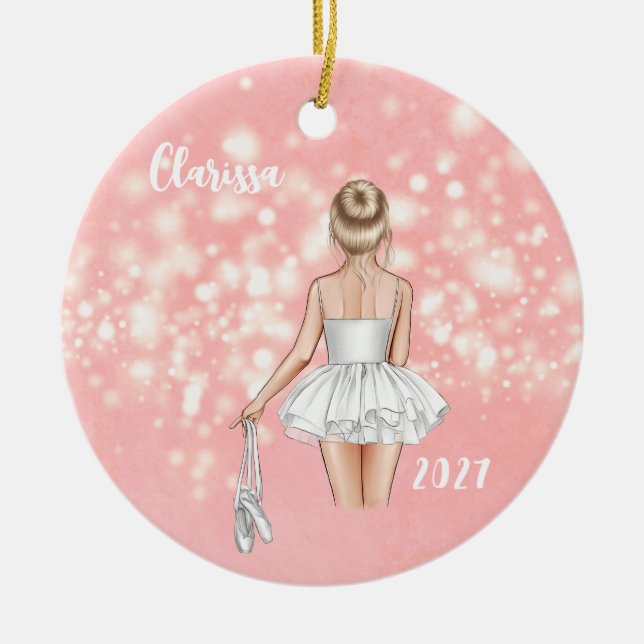Personalised Kids Ballerina Christmas Ornament (Front)