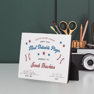 Personalised Kids Baseball Team Award Plaque