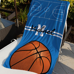Personalised Kids Basketball Monogram Beach Towel