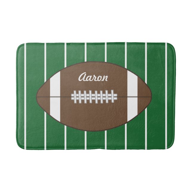 Personalised  Kids Bathroom Football Bath Mat Rug (Front)