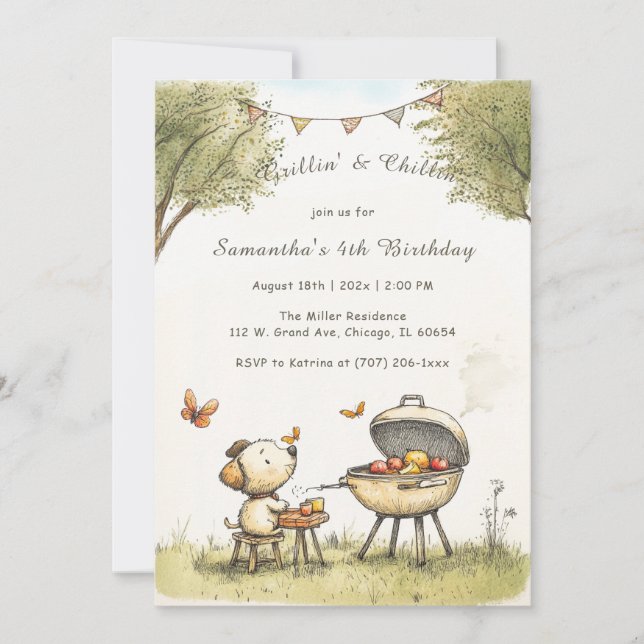 Personalised kids BBQ birthday Template (Front)