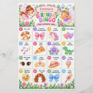 Personalised Kids Birthday Bingo Find Someone Who