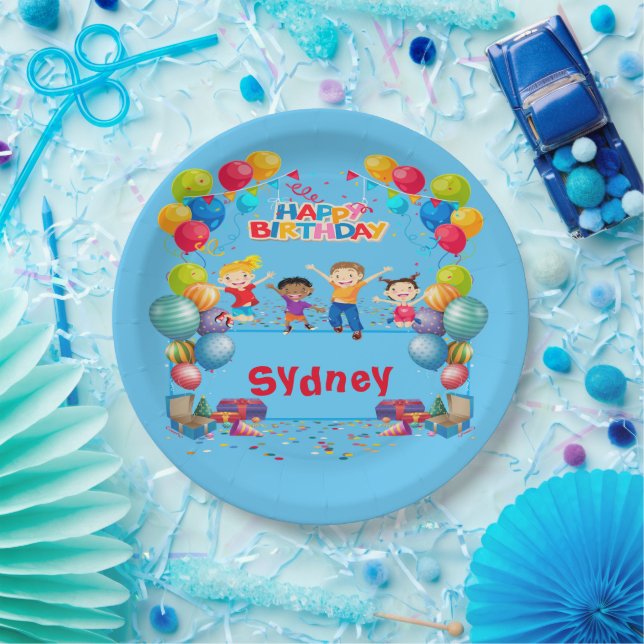 Personalised Kids Birthday Party Paper Plates 9" (Party)
